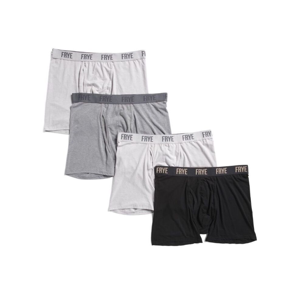 FRYE S Black White Gray Fly Front Bamboo Blend Boxer Briefs Pack of 4